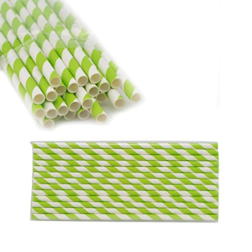 100Stück Trinkhalme Papier,Strohhalme gestreift, Wiederverwendbar - 6