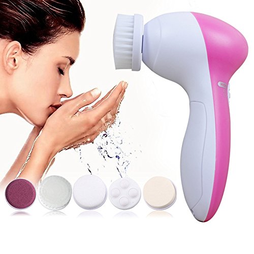 Preisvergleich Produktbild 5-in-1 Elektrische Gesicht Massagegerät, CIDBEST® Multifunktion Gesichtsreinigungsbürste, Portable Deep-Schicht Gesicht Cleaner Spa & Massage Bürste, Entfernt Schminke, Schmutz, Öl & Tote Haut, Elektrische Gesichts Massagegerät Reiniger bürste für Damen und Herren