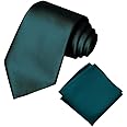 Bureaucrat Men's Solid Micofiber Self Silk Formal/Casual Thin Tie Necktie with Pocket Square Set for Men