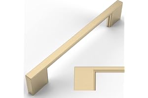 Amerdeco 6 Stück Möbelgriffe Gebürstetes Messing 128mm Lochabstand Schubladen Zinc alloy Griffe für Küchenschränke Schrankgriffe Schubladengriffe Türgriffe für Küchenschränke Kleiderschrank UK0022