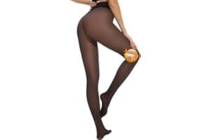 Arkim Collant da donna invernali super delicati. Collant termici neri lucidi foderati, 1 linea di cucitura sul cavallo finto trasparente collant in pile termico leggings