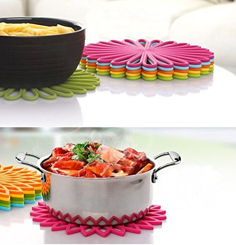 Halterung aus Silikon rutschfest hitzebeständig, Silikon Turnmatte Mehrzweck-Matte für Topflappen, Glasöffner, Untersetzer, Löffel Rest, Hot Matte, schälen Knoblauch – flexibel, robust und spülmaschinenfest hitzebeständig Hot Pads (Pack von 6) Stytle 3 - 2