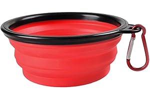 GNCGARDEN Comedero Portátil de Silicona para Mascotas - Ligero y Plegable - 16x11x5 cm - Mosquetón Incluido - Cuenco de Viaje para Perro | Tazón Plegable para Mascota