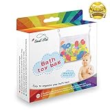 Badewannen-Spielzeugnetz-Spielzeug Organisator Weiß -Badespielzeugsammler-Spielzeug Tasche mit haltbaren und größeren Netz + 4 zusätzliche kräftige Saunäpfen + 4 Badewannenspielzeuge für Kleinkind,Badezimmer Organizer Hängender Mesh Beutel - 5