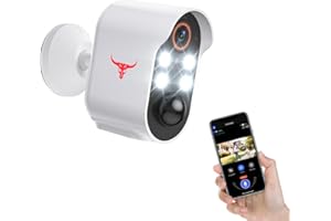 HopeFlex Security Camera Wireless, Human Detection, Live View, Cloud Storage, Color Night Vision, 2.4G WiFi, Indoor Outdoor Surveillance, Battery Powered (4 Spotlights)