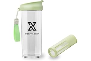 X SIM FITNESSX shaker do białka, pojemnik na owoce, wielofunkcyjna butelka sportowa do kawy cold brew z sitkiem/mikserem (zielony, 500 ml)