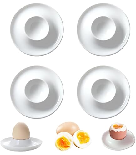 Portauovo Per Uova Sode - Set Da 6 In Bianco Per Colazione - Foto 9