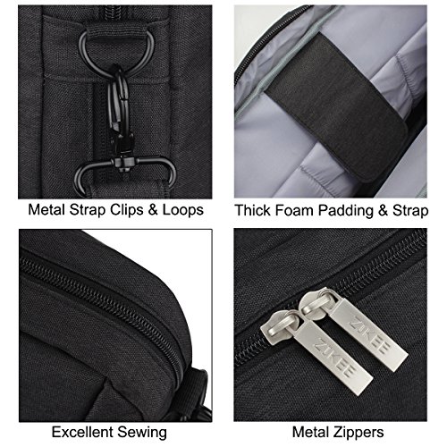 Zikee 13,3 14 Zoll wasserfeste und 360° stoßfeste Messenger-Bag als Schutz für Ihren Laptop/Notebook mit Handgriff und Schultergurt für Schule, Studium, Reisen und im Büro und für geschäftliche Nutzung (Schwarz) - 8