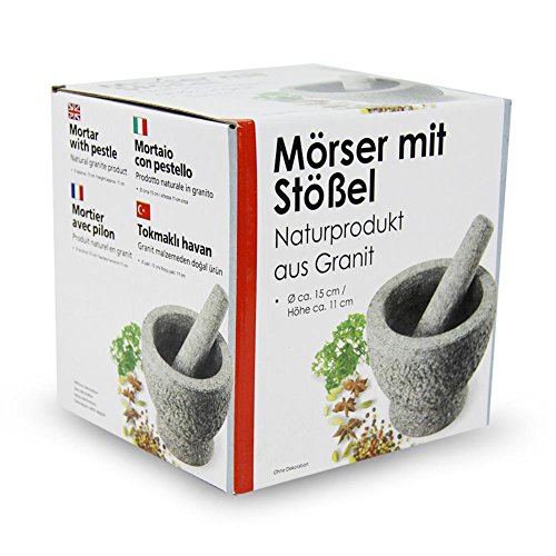 Mörser mit Stössel Granitmörser Granit Kräutermörser 15 x 11 cm - 2