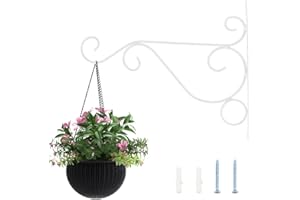 JENNGAOO Hanging Plant Bracket, 10 x 8.3inch Iron Wall Hook Plant Hanger Bracket for Bird Feeders, Planters, Lanterns Indoor Outdoor Home Garden Decoration (White)