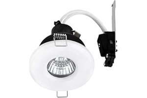 MiniSun | Shower/Soffit Gloss White Recessed Ceiling Downlights | Bath Recessed Lighting, Home Décor & Improvement Essential | Pack of 6 | Includes Bulb [3000K Warm White]