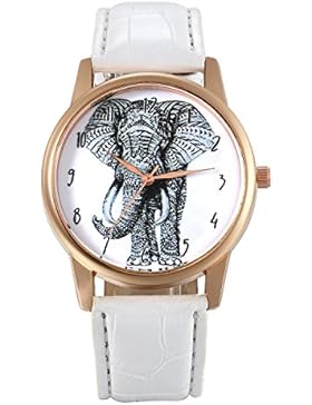 Lancardo Mädchen Damen Uhr, Leder Band Armbanduhr, Fashion dünn Casual Karton Elefant Muster Analoge Quarz Sportuhr...