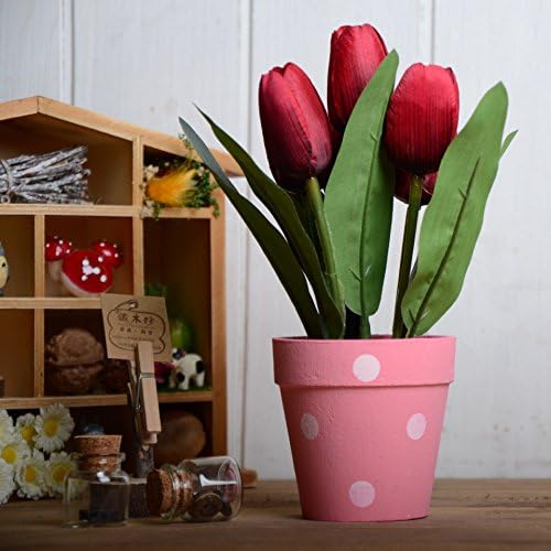 Indoor plant Bonsai Retro vintage candy Pot Tulip simulation pot planting, red