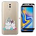 Produktbild FHXD Kompatibel mit Samsung Galaxy J6 Plus Hülle Transparent TPU Handyhülle [9D Hartglas Glas Display Schutzfolie] Ultra Dünn Flexibel Silikon Schutzhülle MEHRWEG-Paar Einhorn