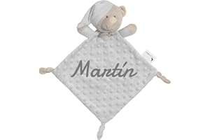 Mibebestore Dou Dou Personalized Baby Personalized Blanket Sensory Name Embroidered Newborn Gift 28x17cm Baby Shower Attachment Soft Cute Plush Crib Sleeping Blanket Affective Washable Gift Unisex