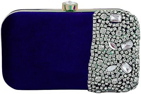 TOOBAHandicraft Designer Stone Work Box Clutch for Women, Handmade Embellished Print Clutch Bag, Evening Party Purse, Bridal and Festive Handbag, Stylish Ethnic Accessory with Crystal Design