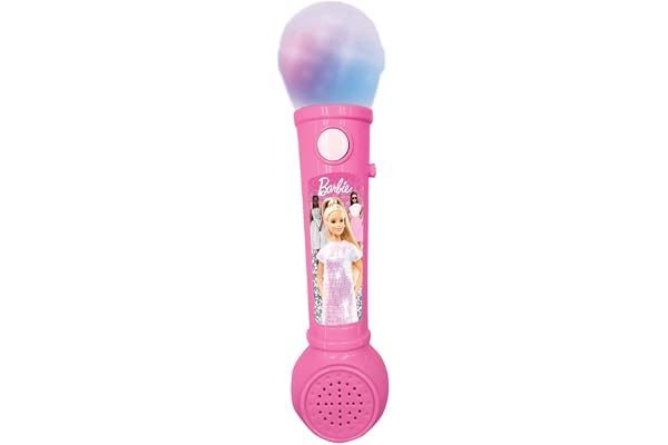 Lexibook, Barbie, Microphone Lumineux Barbie pour Enfant, Jeu Musical, Haut-Parleur intégré, Effets Lumineux, mélodies de démonstration incluses, Rose, MIC80BB