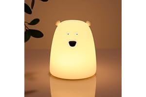 Tremdwoto Kids Night Light, Cute Bear Night Lamp Battery Powered Night Light for Kids Room, Baby Nursery Toddler Squishy Light Birthday Gifts for Girls and Boys (Little Bear)