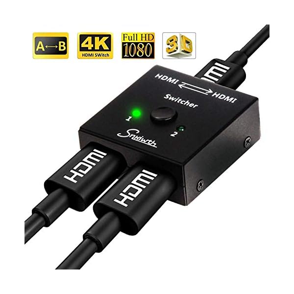 Snxiwth HDMI Switch 4K ab HDMI Bidirektionaler Schalter 2 in 1 Out und 1 in 2 Out für HDTV/Blu-Ray Player/DVD/DVR/Xbox/PS4 usw.