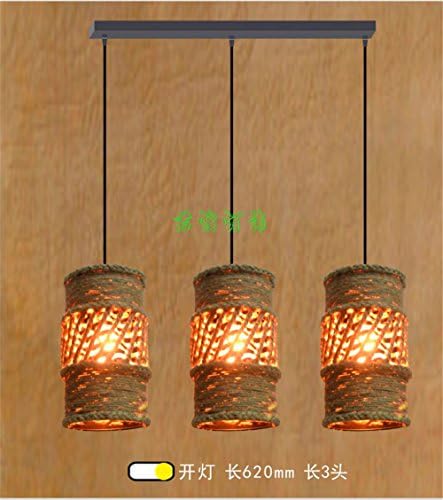 Beautiful KFI American Village Retro personality Restaurant living room Bar rope pendant lamp Three head, Long adjustable sling length 1200mm diameter 150*250mm