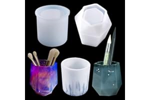 FineInno 2 PZ Stampi Resina Portapenne Pen Holder Resin Mold Stampo Silicon Vaso da Fiori Stampi per Colata Scatola per DIY Candeliere Porta Pennelli per Cosmetici
