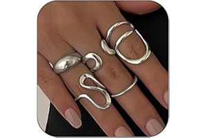 Yamobi Set di 5 Anelli Argento Donna, Anelli Impilabili e Regolabili, Anelli Eleganti e Senza Tempo