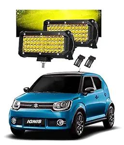 PRIKNIK Fog Light Led Bar Work Light Bar 7 Inch 40 LED 120 Watt Cree Four Row Driving Lamp 2 Pc (Colour Yellow) Compatible with Maruti Suzuki Ignis