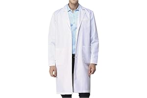 NAJZYBA Blouse Blanche Chimie Lycee Coton laboratoire Blouse Medicale blanc manches longues Blouse medicale femme/homme