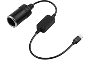 GEU USB-C to 12V Car Cigarette Lighter Socket Converter - Type-C Adapter 18W Power Cable for Radar Detectors, Dash Cams, GPS, LED Light Strips - 30cm