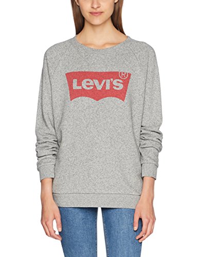 Levi's Damen Relaxed Graphic Crew Sweatshirt, Grau/Fleece Batwing Smokestack Htr 0, Medium Levi's Damen Relaxed Graphic Crew Sweatshirt, Grau/Fleece Batwing Smokestack Htr 0, Medium