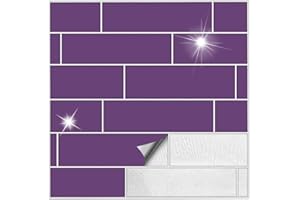 ‎KIWISTAR Kiwistar Fliesenaufkleber Violett Glänzend - 5 x 20 cm - 1 Stück - Klebefliesen Fliesenmuster Stickerfliesen Wandfliesen überkleben