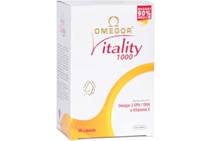 OMEGOR Vitality 1000 – Complément de 1000 mg d'oméga 3 - vitamine E - Pour le coeur et le cerveau - Concentration en oméga 3 de 90% - Certificat IFOS 5 étoiles - Huile de poisson pure - 90 gélules