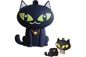 ARETOP Clé USB 32 Go Clef USB 2.0 Fantaisie Cle USB Chat Flash Drive Originale Mémoire U Disque Cartoon Mignon Animal Bon Cadeau pour Enfants Amis (32GO, Noir)