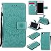 Produktbild Hozor PU Leder Hülle für Apple iPhone 7 4.7 zoll Embossing 3D Prägung Blumen Muster Ledertasche Weiche TPU Soft Rückseite Abdeckung Handytasche Bumper Schutzhülle Brieftasche Flip Case Wallet Cover Bookstyle Handyhülle Tasche Anti-Scratch Shell Folio Klapphülle mit Standfunktion Magnetverschluss und Kredit Kartenfächer - Hellgrün