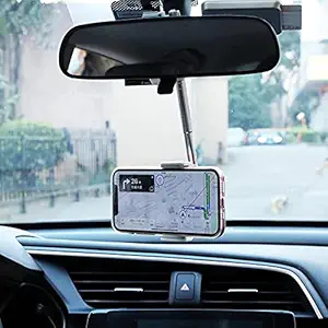 VMS INDIA Car 360-degree Rearview Mirror Mount GPS Mobile Phone Holder White
