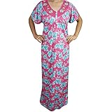 Women Hosiery Nighty / Floral Print Maxi Night Dress /Comfortable Night Wear Nightgowns For Women By Indiatrendzs 50" (PINK)