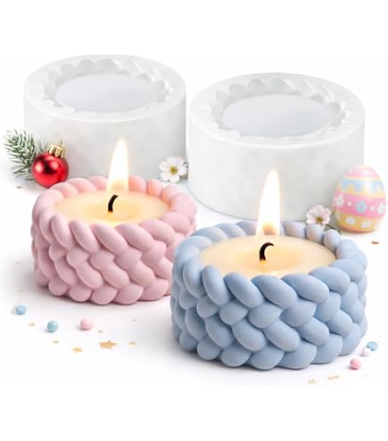 Set 4 Stampi In Silicone A Forma Di Casa Con Finestre, Per Candele, Saponi E Gesso, Con Foglie Artificiali - 3