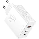 Baseus Ładowarka USB C 65W, zasilacz USB C, 3-portowy ładowarka PD, ładowarka z PPS, GaN szybka ładowarka kompatybilna z MacB