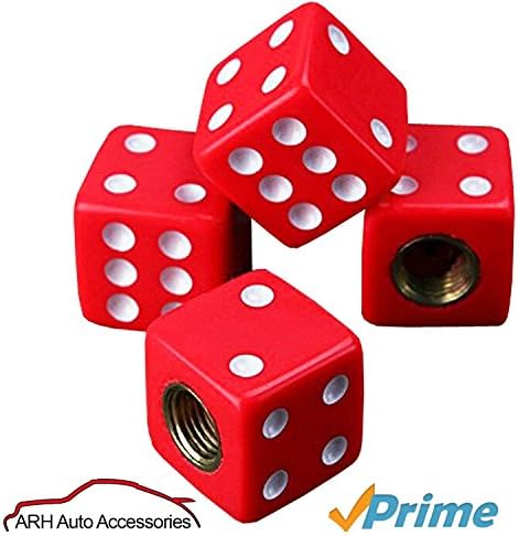 ARH Auto Accessories Dice Dust Caps, Set Of 4 Fits Onto Car, Bike Or Motorbike Valves.