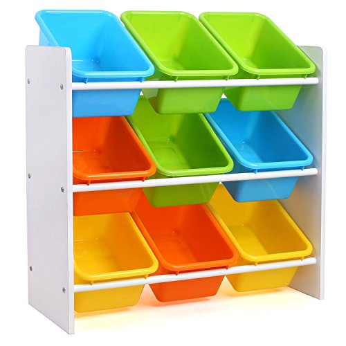 HOMFA Meuble de Rangement Jouets Etagère de Jouets de 3 Etages pour Jouets Chambre d'enfant