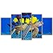Produktbild YHEGV 5 Stück HD Leinwand Bild Home Decor Meeresschildkröte lebende Fische Freunde Malerei Korallenriff Poster-B2 gerahmt, Frameless, 30x40 30x60 30x80
