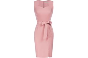 GRACE KARIN Vestito Donna Elegante Senza Maniche Scollo a Cuore Abito Tubino da Cocktail Vita Alta con Fiocco