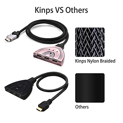 4K HDMI Switch, Ultra HD 3 In 1 Out HDMI Switcher Splitter with High Speed Nylon Braided Cable(4K*2K 3840×2160 24Hz/30Hz Video Supported) for 4K HDTV,XBOX ONE,XBOX 360,PS4,laptop. - 4