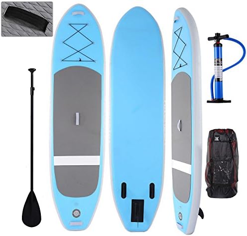 Ultrey SUP Board Surfboard Inflatable Stand Up Paddle Board iSUP 305 x 76 x 15 cm Board with Adjustable Paddle and Double Action Pump and Good Bag, blue