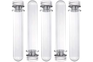 RAIFLAGER 5 Pcs 40ml Plastic Test Tubes with Lid, Clear Test Bottle Reusable Transparent Sealing Container Tubes Sample Storage Tub (40ml)
