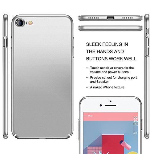 Funda iPhone 8  Funda iPhone 7  HUMIXX Alta Calidad Ultra Slim Anti-Rasgu  o y Resistente Huellas Dactilares Totalmente Protectora Caso de Pl  stico Duro Cover Case  plata 