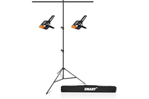 EMART T Form Hintergrund Ständer Hintergrundsystem, 0,9x2m Fotohintergrund Ständer mit 2 Federclips, Tragetasche für Fotostudio