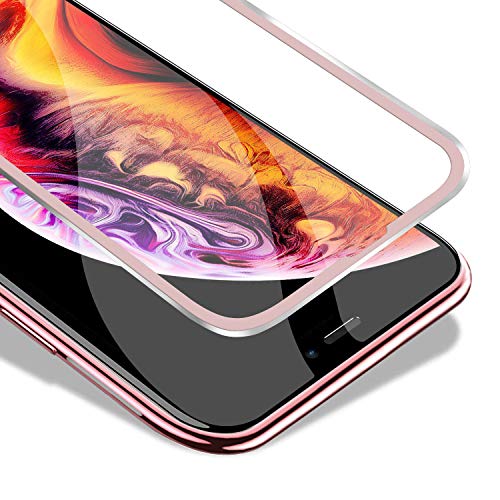 VIUME Protector de Pantalla iPhone XS MAX Cristal Templado, Vidrio Templado 3D Cobertura Completa Vidrio Protector Premium Reemplazo para iPhone XS MAX (Metal Oro Rosa) 6.5"