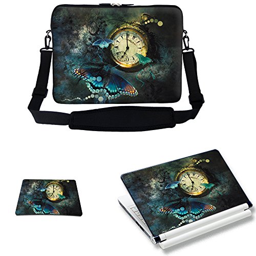17 43,9 cm Laptop mit Sleeve Tasche Hülle mit verstecktem Griff und verstellbaren Schulterriemen mit passendem Skin-Aufkleber und Mauspad Combo