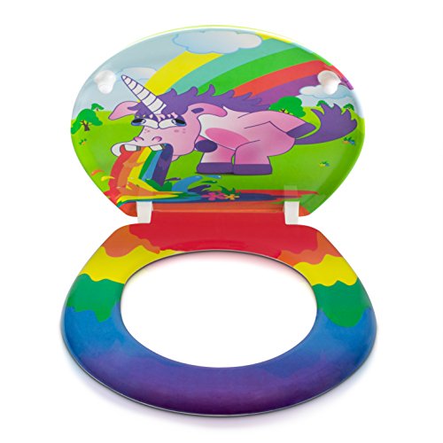 Premium WC Sitz mit Absenkautomatik – „Drunky Unicorn“ Design – Toilettendeckel aus Duroplast inkl. Montagesatz – VENKON - 6